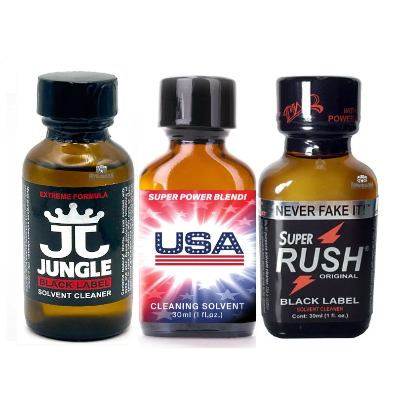 American Solvents Poppers Jungle Juice Black 30ml Super Rush Black Label 30ml USA Super Power Blend 30ml